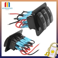 MYRONGMY Rocker Switch Panel, DC 12-24V 3 Gang Switch Panel, Waterproof Blue Backlight 5Pin LED Ligh