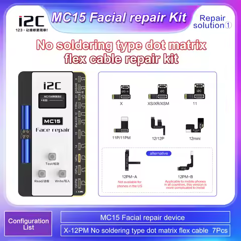 i2C MC15 Dot Projector No Disassembly Flex for iPhone X XS XR 11 12 13 14 Face ID Repair I2C Face ID