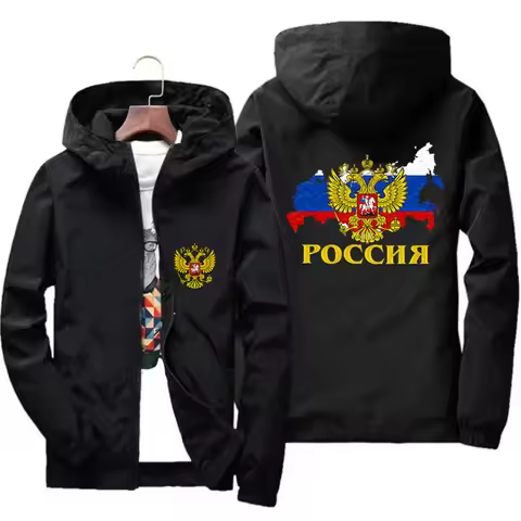 Men's Poccnr Shirt Russia Russian Moscow Jacket Bomber Windbreaker Streetwear Coat Of Arms Of Russia