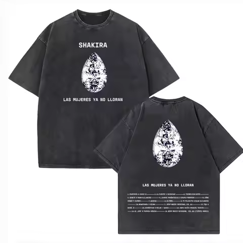 Shakira Las Mujeres Ya No Lloran Shirts Harajuku Vintage O-Neck Short Sleeve Cotton Man Woman T-Shir