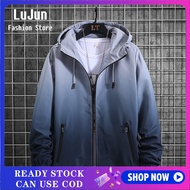 FAWORK Jaket Kasual Lelaki Fesyen Musim Luruh Kecerunan Warna Jaket Jaket Kot Zip Lelaki Mens Pakaia