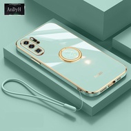 AnDyH Ultra Thin Silicone Phone Case For Huawei P20 Pro P30 Pro P40 Pro P50 Pro P20 P30 Lite Deluxe Fall Protection Gold Band with Clock Ring and Free Lanyard