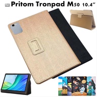 Flip Case for Pritom Tronpad M50 Tablet 10.4 inch Silk Pattern Cover Flip Foldable Stand Full Body P