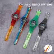 Resin Strap + Case For Casio G-SHOCK DW-6900 Bracelet Wrist Belt Colorful Waterproof Watchband Transparent Tpu Band For DW6900