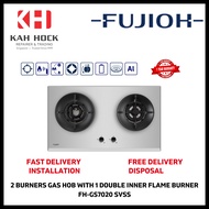FUJIOH FH-GS7020 SVGL 2 BURNERS GAS HOB WITH 1 DOUBLE INNER FLAME BURNER - 1 YEAR LOCAL WARRANTY