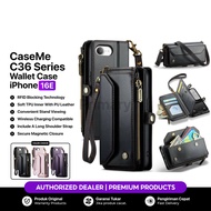 CASEME Case iphone 16E 16 E SE 4 2025 CASEME C36 PU Leather Shoulder Strap 3 IN 1 Crossbody Phone Ba