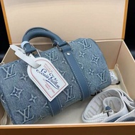 Lv keepall25 牛仔秀款 男女同款 全新配件齊全