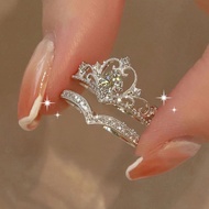 Crown Point Diamond Ring Wedding Ring Open Ring Set 2 Simple Index Finger Ring 26.5.17