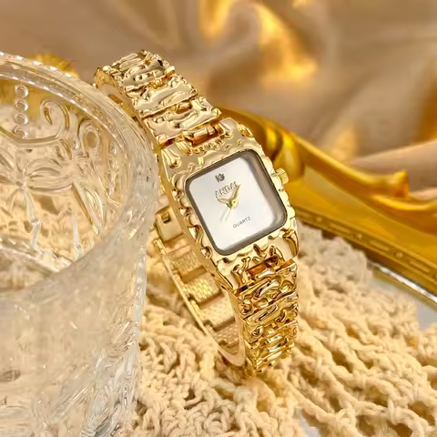 Vintage Gold Watch with Jam Tangan Wanita and Jewelry Set For Women Gift