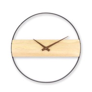 鐵製設計時鐘 淺木胡桃 40cm 黑色烤漆 台製機芯 鐵藝鐘