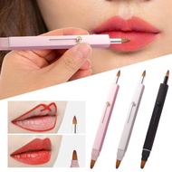 Retractable Double-ended Lipstick Brush Aluminum Tube Portable Nylon Lip Brush With Cap Lip C6j2