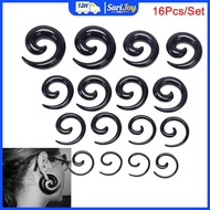 16Pcs/Set Spiral Taper Flesh Tunnel Ear Stretcher Expander Stretching Plug Snail