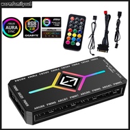 【New Arrival】 1 ถึง 9 3 ใน 1 5V 3 Pin ARGB Controller พัดลมระบายความร้อน Hub พร้อมรีโมทพัดลม PWM Hub