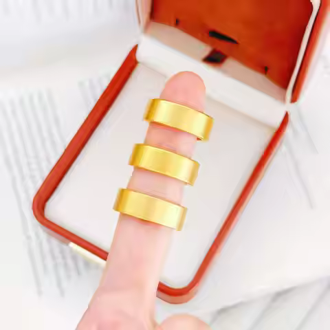 Birthday Selection 7mm Plain Smooth Ring For Women 24K Gold AU999 Heartfelt Women Present
