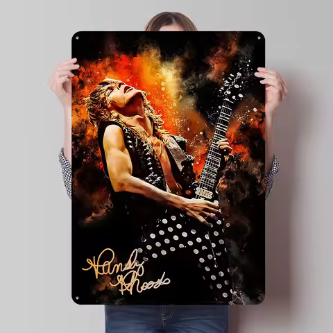 Randy Rhoads Guitar Performance Art Printed Poster Customizable Wall Art Retro Vintage Metal Tin Sig