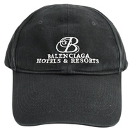 BALENCIAGA 巴黎世家 656501 Resort Cap 復古LOGO棉質棒球帽.黑