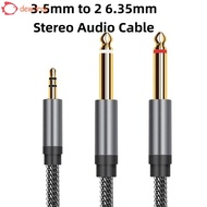 DEWDROP​ 3.5mm To 2 6.35mm Audio Cable, Dual Channel 2 in 1 3.5mm To 6.35mm Audio Splitter Cable, Y 