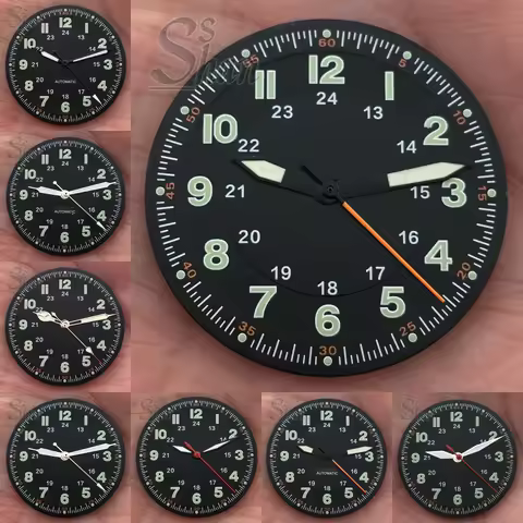 29mm Classic aviator style watch dial is set with Arabic numerals suitable for NH35 and NH36 ETA2824