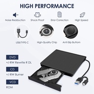 【JIN】-External CD DVD +/-RW Drive USB 3.0 & USB-C Portable CD & DVD ROM Burner Player Reader Writer 