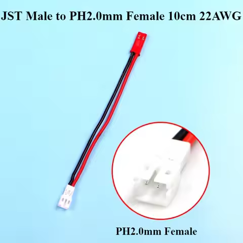 JST to PH2.0mm 2P Male/Female Micro Lipo Battery Adapter Cable Line 10cm 22AWG for Axial SCX24 1/24 