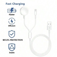 อะแดปเตอร์สายชาร์จไร้สายแบบพกพา 2-in-1 1 ชิ้น เข้ากันได้กับ iPhone เข้ากันได้กับ Apple Watch Ultra/S