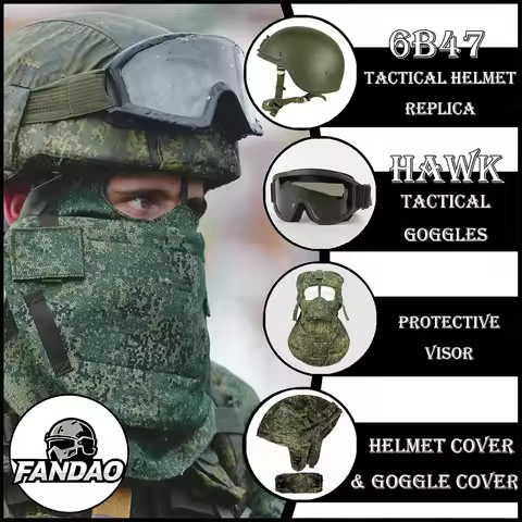 Ratnik 6b47 Helmet Set with Helmet Cover Goggles Protective Face Armor Tactical Airsoft Protective H