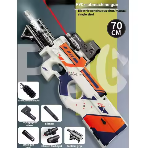 P90 Full Auto Gel Ball Blaster for Large Outdoor Team Games, Big Size Electric Gel Water Bead Gun, L