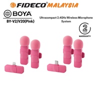 BOYA BY-V2 BY-V20 (Pink) Ultracompact 2.4GHz Wireless Microphone System