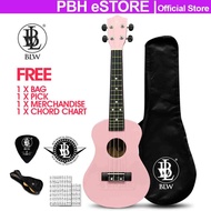 BLW 23 Inch 4 Nylon Strings Concert Ukulele Hawaii Guitar with Bag Chord Chart Pick & Sticker