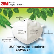[ 3M ] (3MR9502+) Particulate Respirator | N95 + KN95 Approved | Adjustable Nose Clip | Vertical Fla