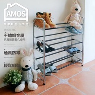 [特價]【Amos】歐風五層電鍍鞋架黑色