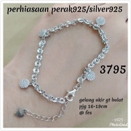 Round Hanging Carved Bracelet 3795 White 925 Silver