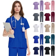 Quick Drying V-neck Doctor Nurse Uniforms Pet Hospital Nursing Suits Beauty Shop Spa Outfits Women M