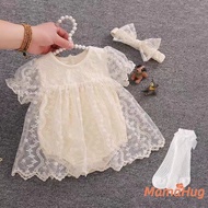 ​​Baby Girls Summer Princess Romper Outfit Cotton Cute Short Sleeve Onesie Newborn First Month Celeb