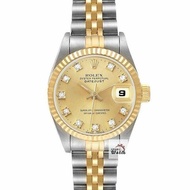 【大眾名錶】ROLEX 勞力士 69173 Datejust 半金女錶 金十鑽面盤 台灣AD全配件 大眾名錶G193