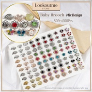 Baby Brooch Mix 50/100Pcs No Diamond & Multi Diamond Pastel Kerongsang Tudung Cute Pin Shawl Bawal F