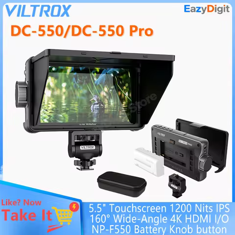 VILTROX DC-550/DC-550 Pro 5.5" Touchscreen Monitor 1200 Nits IPS 160° Wide-Angle 4K HDMI I/O NP-F550