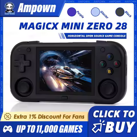 AMPOWN Mini Zero 28 Handheld Video Game Console 2.8'' IPS Screen A133P Processor Android OS 2.4GWIFI