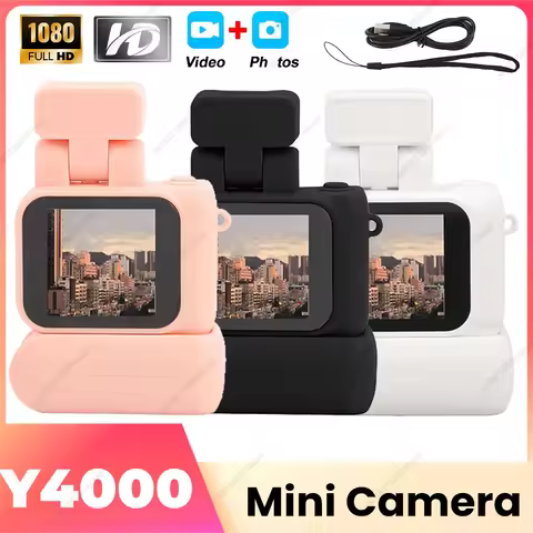 Y4000 Mini Camera HD 1080p Screen Portable Video Recorder with Flash Light Battery Dock Retro Ultra 