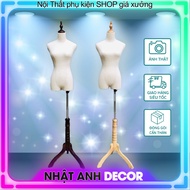 Armless female mannequin, wooden top leg bust mannequin, half female mannequin, half body female man