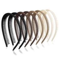 Headbands for Women Non Slip with Teeth Plastic Headbands with Teeth Comb Skinny Black Hairbands for