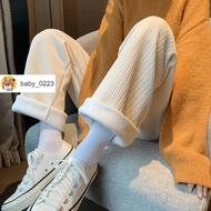 Taiwan Shipment Oke Okay Large Size 100kg Plus Velvet Thickened Chenille Wide-Leg Pants Women Autumn