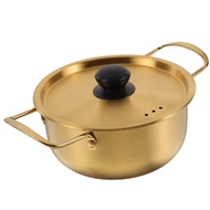 Korean Cooking Golden Pot With Lid Stainless Steel Instant Noodle Pot, Soup Pot, Cooking Pot