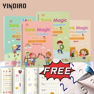 YINDIAO (Gift Pen) 4-Book Set Children's Magic Handwriting Practice Books