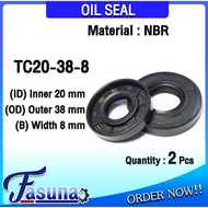 Oil Seal TC20-38-8 Rubber TC (NBR) Inner Hole 20 Outer Diameter 38 Thickness 8 Mm TC20x38x8 Mm.