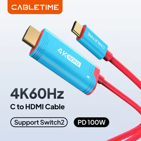CABLETIME 4K 60Hz HDR PD 100W Switch 2 HDMI Cable USB C to HDMI Cable Adapter for Nintendo Switch 1 