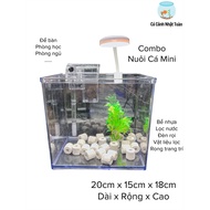 Mica Mini Fish Tank Combo Includes (Tank, Filter, Light, Decorative Accessories) (L20cm x W15cm x H1