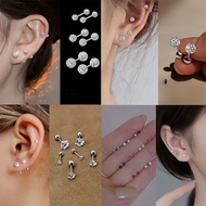 Daily Exquisite S925 Silver Sterling Silver Zircon Stone Ear Stick Earrings Ear Bone Nails Buckle Ea