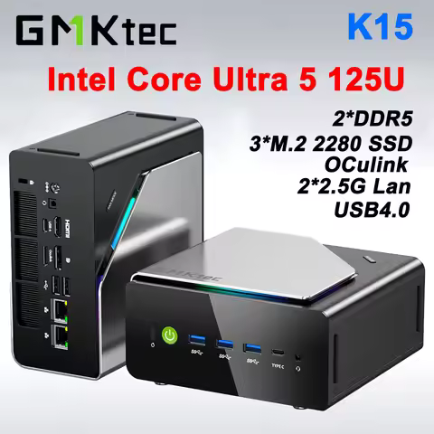 GMKtec K15 Intel Core Ultra 5 125U MINI PC OCulink 2*DDR5 3*M.2 2280 SSD 2.5G Lan WIFI6E BT5.2 USB4.