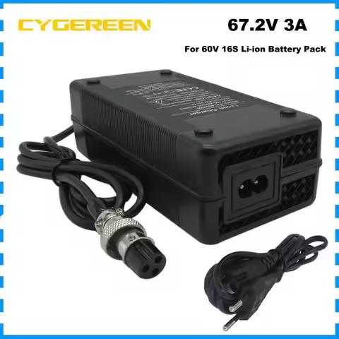 Charger 60V 3A Li-ion 67.2V 16S 20AH 30AH Lithium Battery Charger 60V3A 3pin GX16